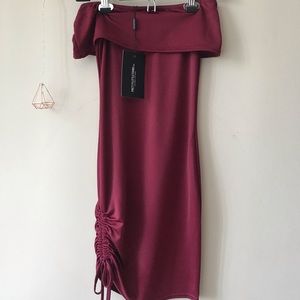 Burgundy off shoulders dress